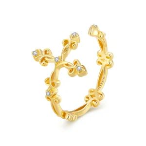 Pandora stílusú sárga arany gyűrű - BSR041-B (kép) Pandora stílusú sárga arany gyűrű - BSR041-B