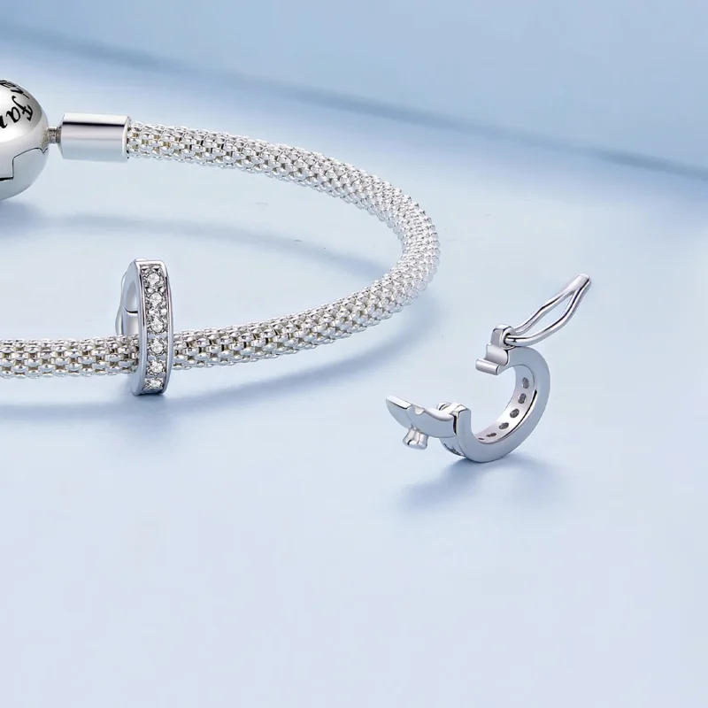 (kép) Pandora stílusú tiszta csillogó spacer charm - BSC886. - Megtekintés 4