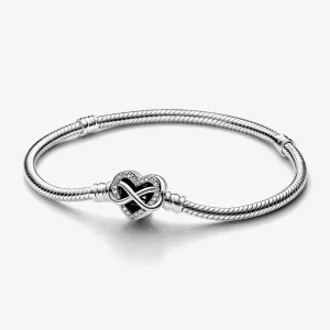 (kép) Pandora Moments Ragyogó Végtelen Szív Kapcsos Kígyó Lánc Karkötő - 592645C01