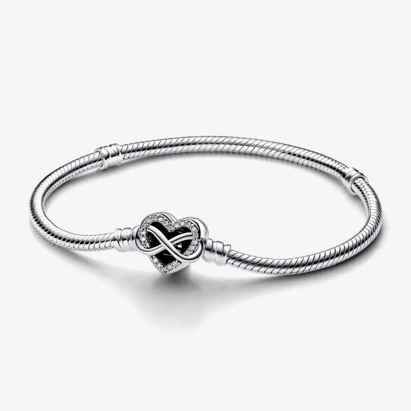 (kép) Pandora Moments Ragyogó Végtelen Szív Kapcsos Kígyó Lánc Karkötő - 592645C01