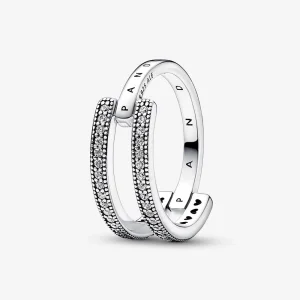 (kép) Pandora Signature Logo és Pavé Dupla Szalag Gyűrű - 192779C01