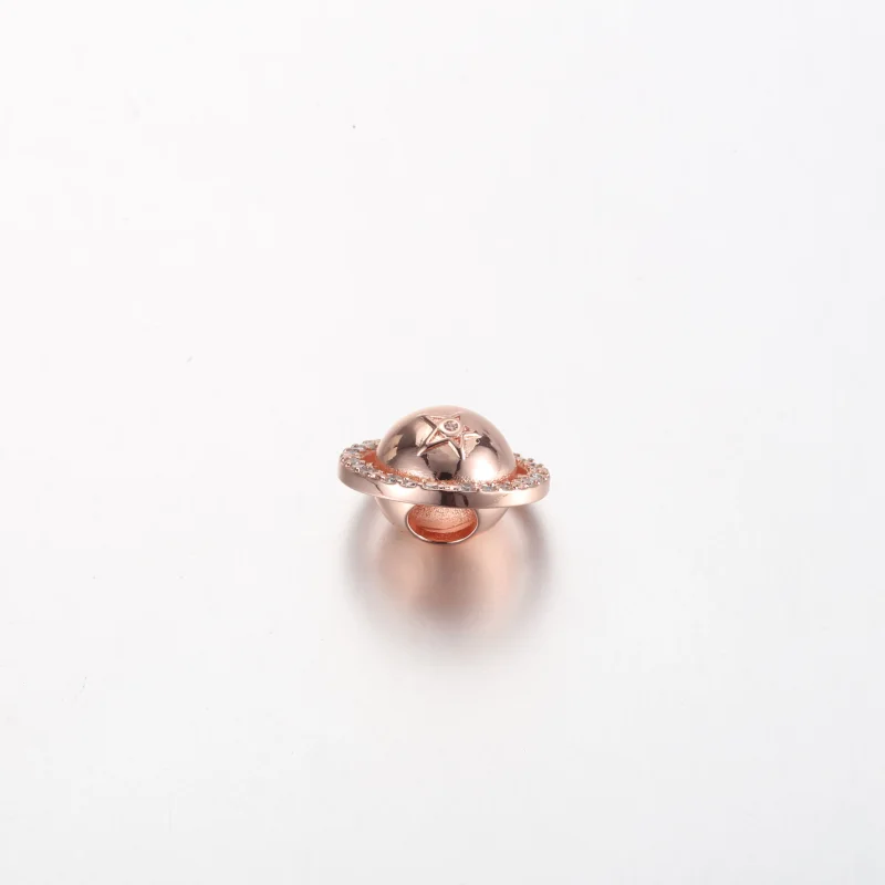 (kép) Pandora Szaturnusz bolygó 14k rózsaarany bevonatú charm tiszta cirkónia kövekkel - Megtekintés 3