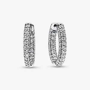 Pandora Timeless Pavé Egy soros hurok fülbevalók - 292624C01 (kép) Pandora Timeless Pavé Egy soros hurok fülbevalók - 292624C01