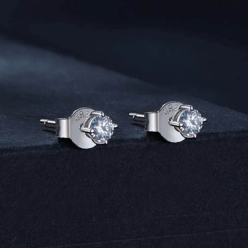 (kép) Pandora stílusú 0.1 karátos moissanite fülbevalók (két tanúsítvánnyal) - MSE038 - Megtekintés 2