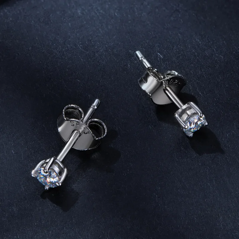 (kép) Pandora stílusú 0.1 karátos moissanite fülbevalók (két tanúsítvánnyal) - MSE038 - Megtekintés 3