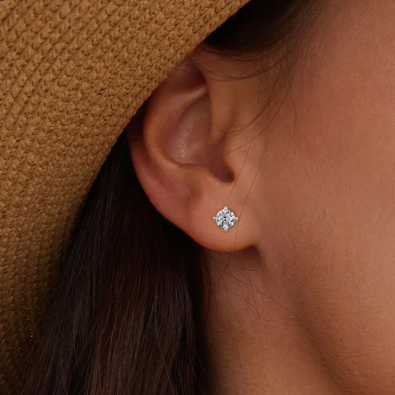 (kép) Pandora stílusú 0.1 karátos moissanite fülbevalók (két tanúsítvánnyal) - MSE038 - Megtekintés 5