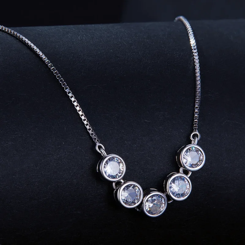 (kép) Pandora stílusú 0,3 karátos Moissanite nyaklánc (Egy tanúsítvány) - MSN022 - Megtekintés 2