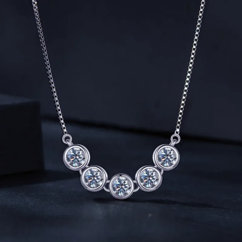 (kép) Pandora stílusú 0,3 karátos Moissanite nyaklánc (Egy tanúsítvány) - MSN022 - Megtekintés 3