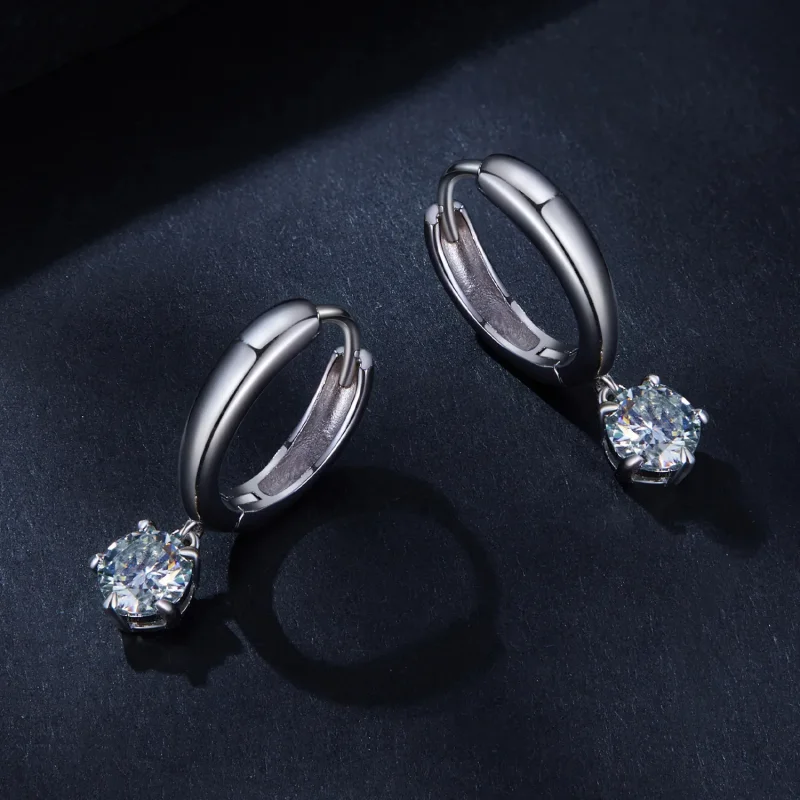 (kép) Pandora stílusú 0,5 karátos moissanite fülbevalók (két tanúsítvánnyal) - MSE040 - Megtekintés 3
