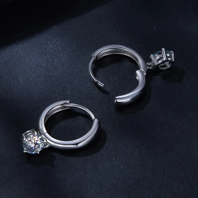 (kép) Pandora stílusú 0,5 karátos moissanite fülbevalók (két tanúsítvánnyal) - MSE040 - Megtekintés 4