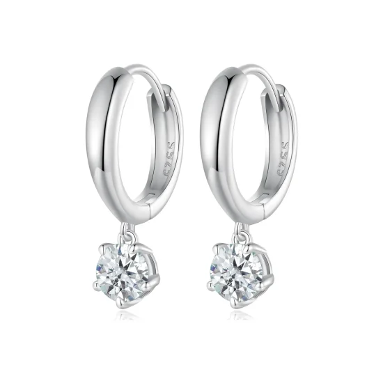 (kép) Pandora stílusú 0,5 karátos moissanite fülbevalók (két tanúsítvánnyal) - MSE040