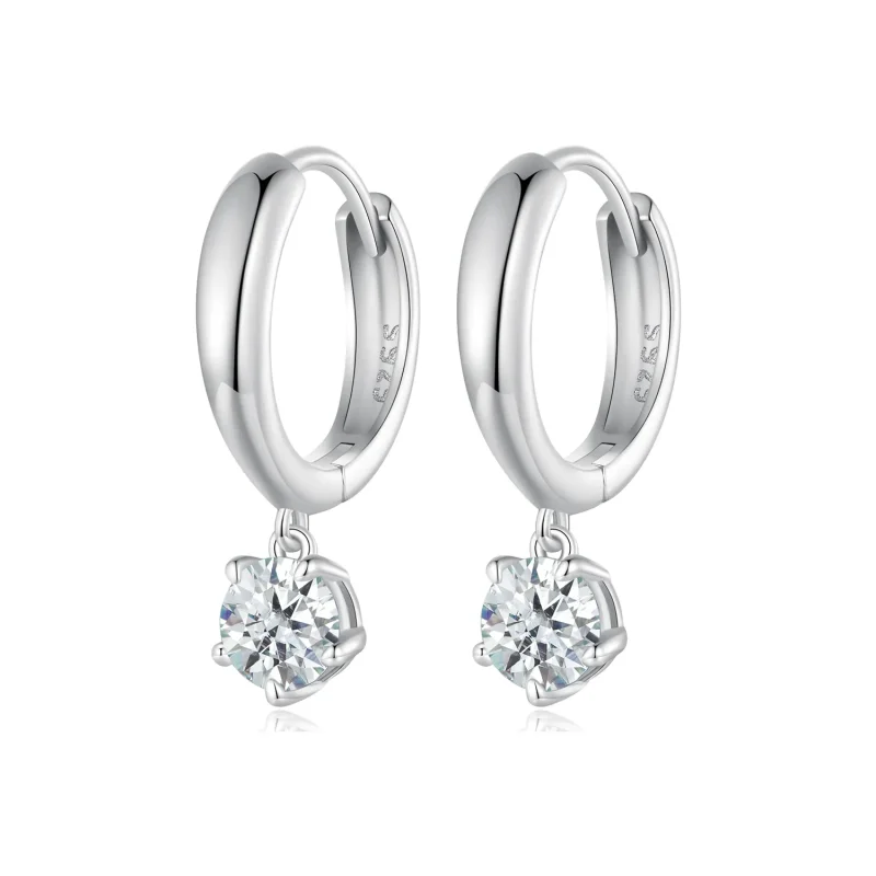 (kép) Pandora stílusú 0,5 karátos moissanite fülbevalók (két tanúsítvánnyal) - MSE040