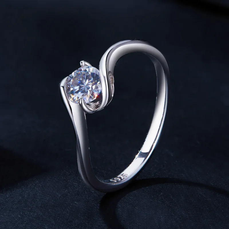 (kép) Pandora stílusú 0,5 karátos Moissanite gyűrű (egy tanúsítvány) - MSR040 - Megtekintés 2