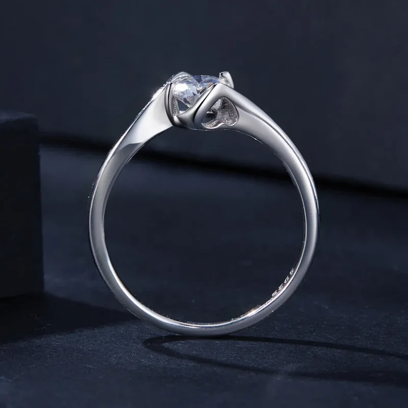 (kép) Pandora stílusú 0,5 karátos Moissanite gyűrű (egy tanúsítvány) - MSR040 - Megtekintés 3