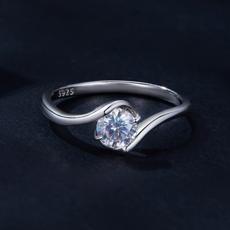 (kép) Pandora stílusú 0,5 karátos Moissanite gyűrű (egy tanúsítvány) - MSR040 - Megtekintés 4