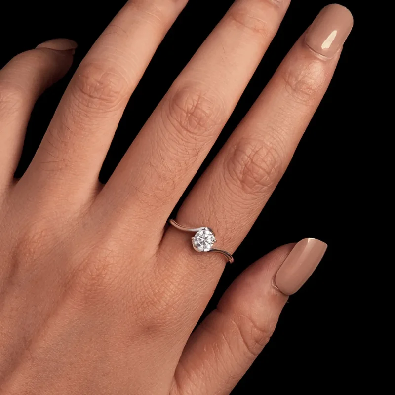(kép) Pandora stílusú 0,5 karátos Moissanite gyűrű (egy tanúsítvány) - MSR040 - Megtekintés 5