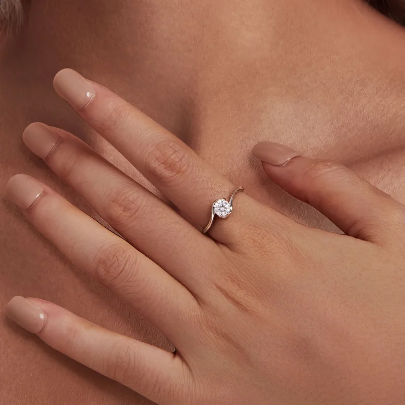 (kép) Pandora stílusú 0,5 karátos Moissanite gyűrű (egy tanúsítvány) - MSR040 - Megtekintés 6