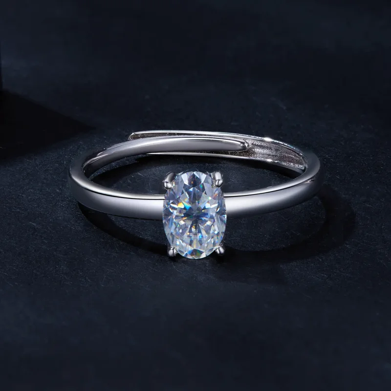 (kép) Pandora stílusú 1 karát tojás alakú Moissanite gyűrű (egy tanúsítvánnyal) - MSR0 - Megtekintés 3