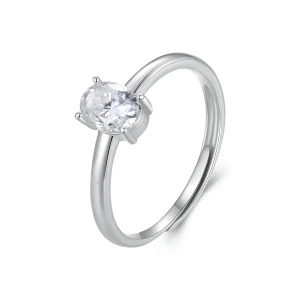 Pandora stílusú 1 karát tojás alakú Moissanite gyűrű (egy tanúsítvánnyal) - MSR039 (kép) Pandora stílusú 1 karát tojás alakú Moissanite gyűrű (egy tanúsítvánnyal) - MSR039