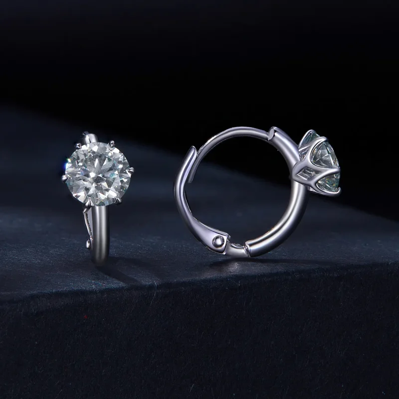 (kép) Pandora stílusú 1 karátos Moissanite fülbevalók (Egy tanúsítvány) - MSE037 - Megtekintés 2