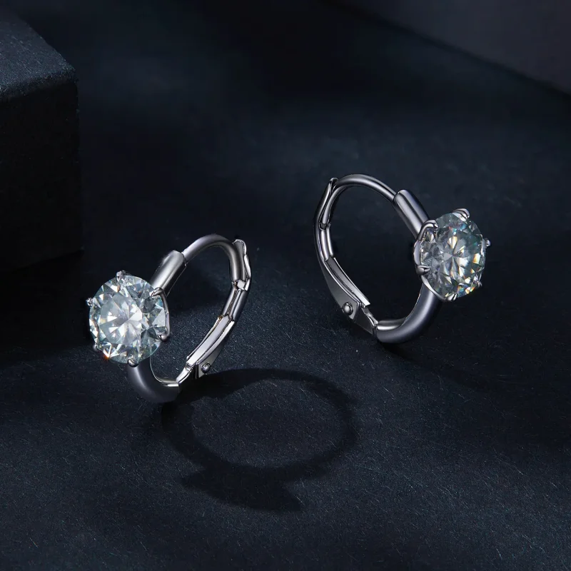 (kép) Pandora stílusú 1 karátos Moissanite fülbevalók (Egy tanúsítvány) - MSE037 - Megtekintés 3