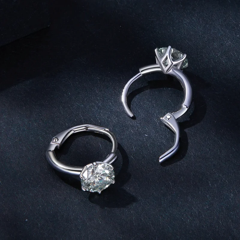 (kép) Pandora stílusú 1 karátos Moissanite fülbevalók (Egy tanúsítvány) - MSE037 - Megtekintés 4