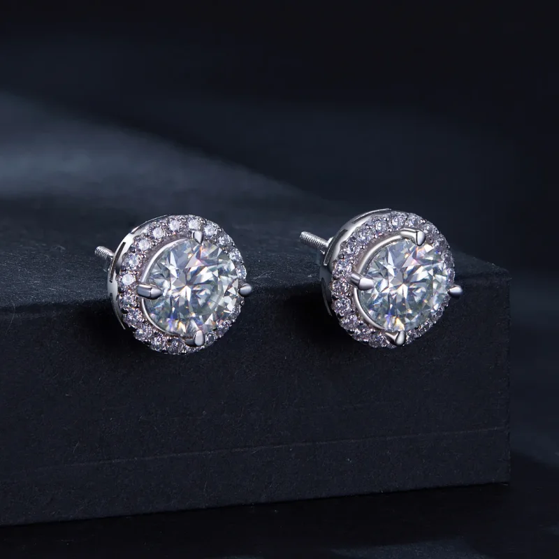 (kép) Pandora stílusú 1 karátos Moissanite fülbevalók (Két tanúsítvánnyal) - MSE039 - Megtekintés 2