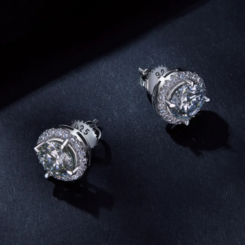 (kép) Pandora stílusú 1 karátos Moissanite fülbevalók (Két tanúsítvánnyal) - MSE039 - Megtekintés 3