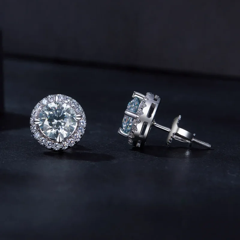 (kép) Pandora stílusú 1 karátos Moissanite fülbevalók (Két tanúsítvánnyal) - MSE039 - Megtekintés 4