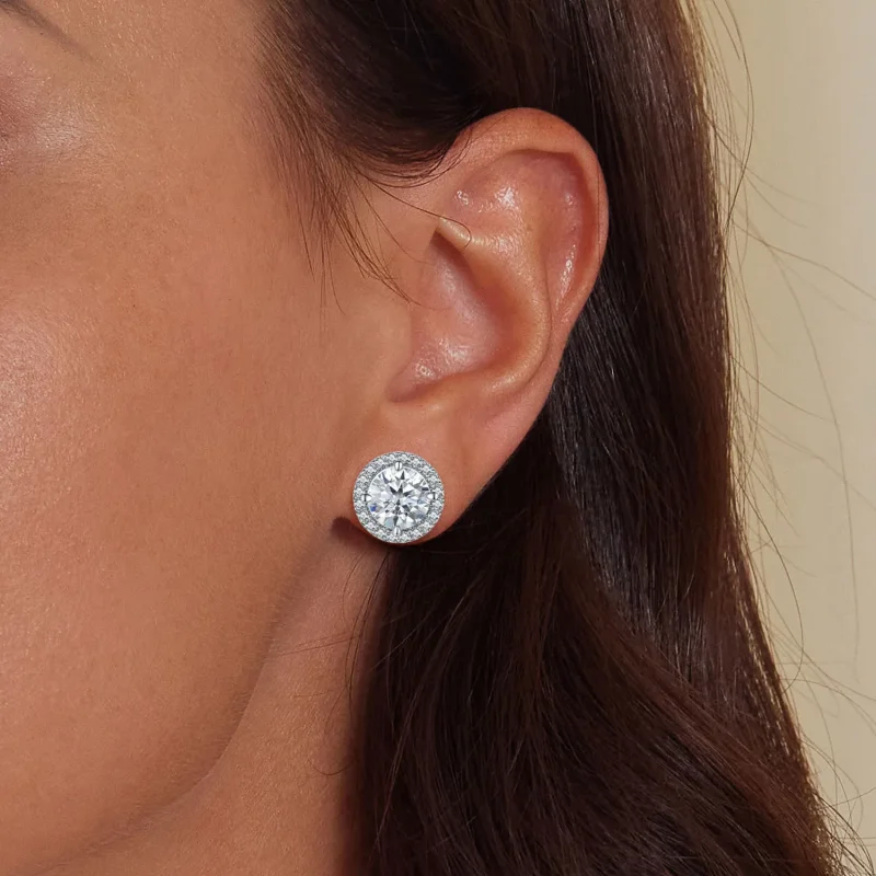 (kép) Pandora stílusú 1 karátos Moissanite fülbevalók (Két tanúsítvánnyal) - MSE039 - Megtekintés 5