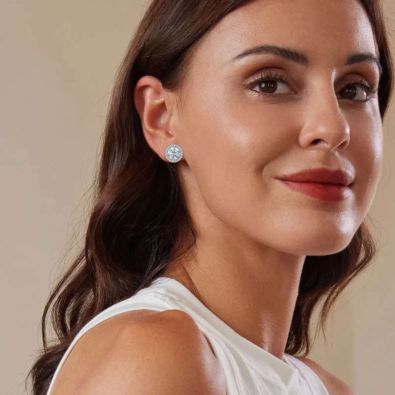 (kép) Pandora stílusú 1 karátos Moissanite fülbevalók (Két tanúsítvánnyal) - MSE039 - Megtekintés 6