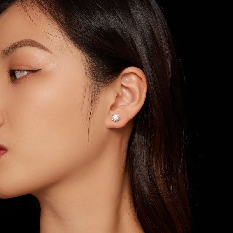 (kép) Pandora stílusú 1 karátos moissanite fülbevalók - MSE024-L - Megtekintés 3
