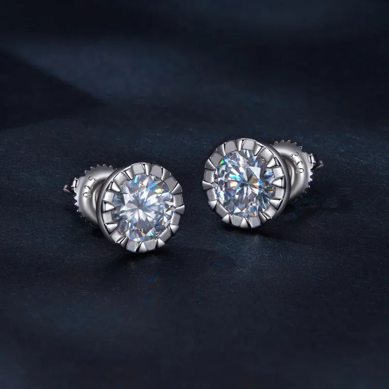 (kép) Pandora stílusú 1 karátos Moissanite fülbevalók - MSE027 - Megtekintés 2