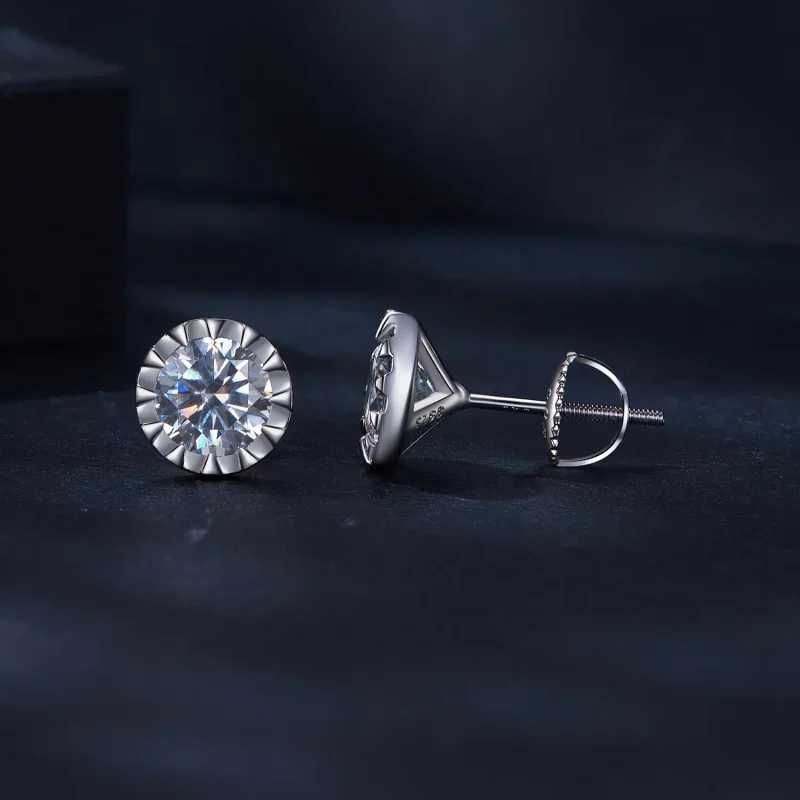 (kép) Pandora stílusú 1 karátos Moissanite fülbevalók - MSE027 - Megtekintés 3