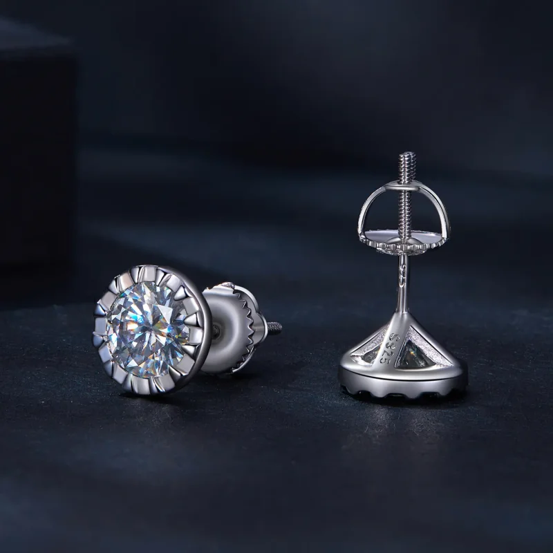 (kép) Pandora stílusú 1 karátos Moissanite fülbevalók - MSE027 - Megtekintés 4