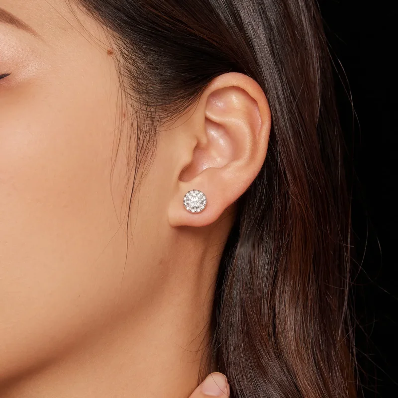 (kép) Pandora stílusú 1 karátos Moissanite fülbevalók - MSE027 - Megtekintés 7