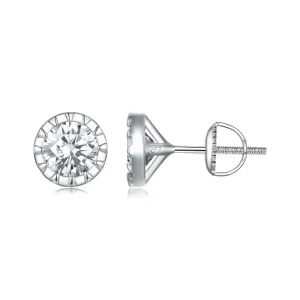 Pandora stílusú 1 karátos Moissanite fülbevalók - MSE027 (kép) Pandora stílusú 1 karátos Moissanite fülbevalók - MSE027