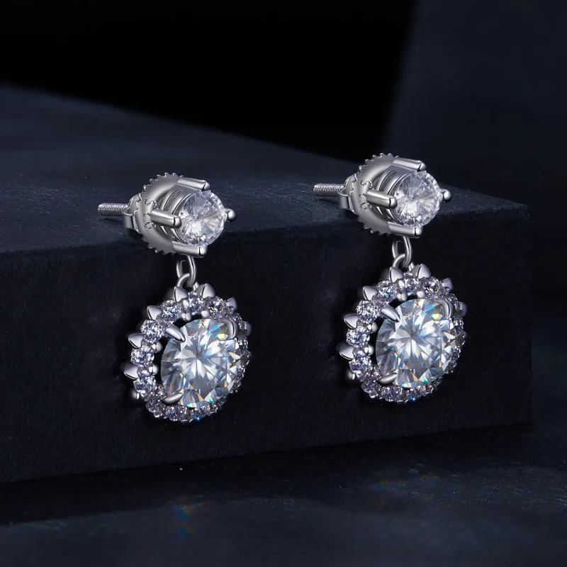 (kép) Pandora stílusú 1 karátos Moissanite gyöngyfülbevalók - MSE028 - Megtekintés 2