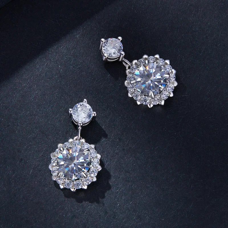 (kép) Pandora stílusú 1 karátos Moissanite gyöngyfülbevalók - MSE028 - Megtekintés 4