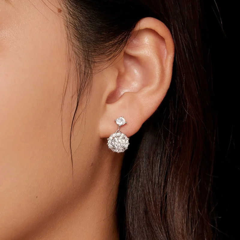 (kép) Pandora stílusú 1 karátos Moissanite gyöngyfülbevalók - MSE028 - Megtekintés 5