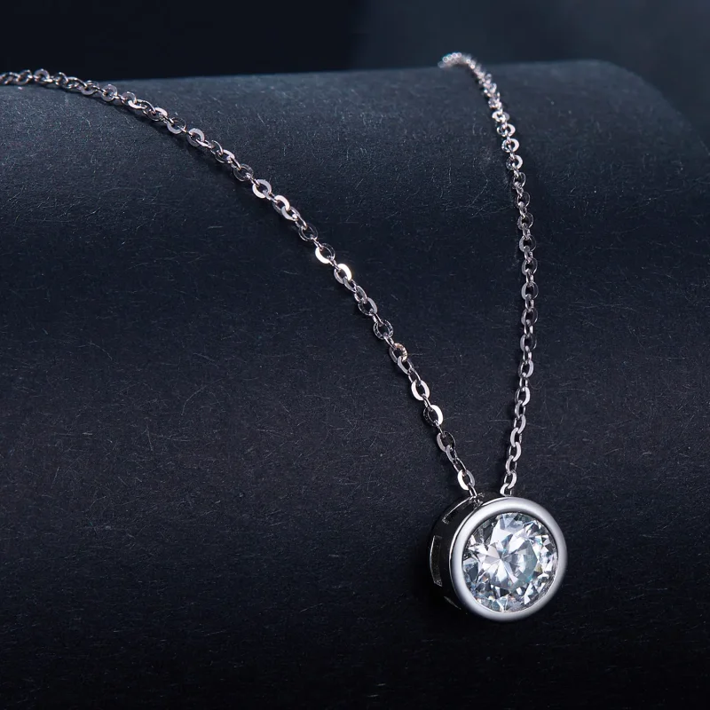 (kép) Pandora stílusú 1 karátos Moissanite nyaklánc (Egy tanúsítvány) - MSN021 - Megtekintés 2