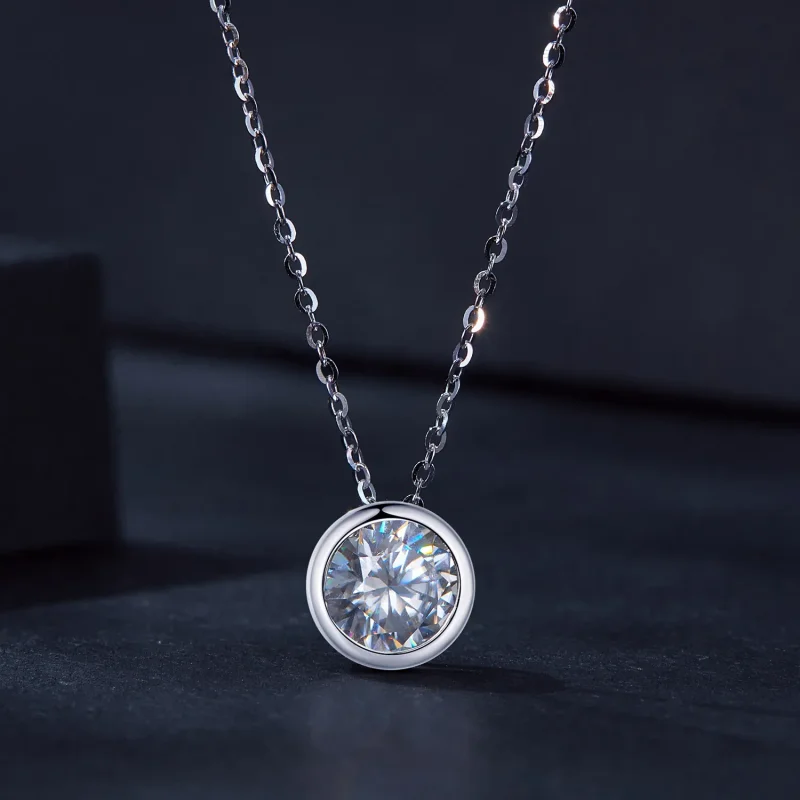 (kép) Pandora stílusú 1 karátos Moissanite nyaklánc (Egy tanúsítvány) - MSN021 - Megtekintés 3