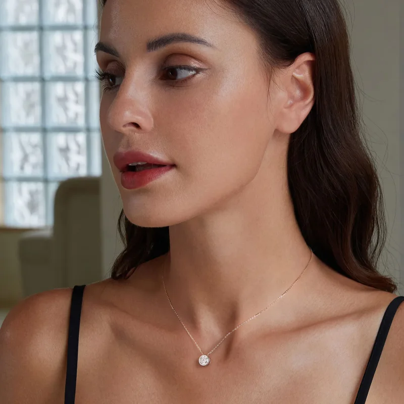 (kép) Pandora stílusú 1 karátos Moissanite nyaklánc (Egy tanúsítvány) - MSN021 - Megtekintés 6