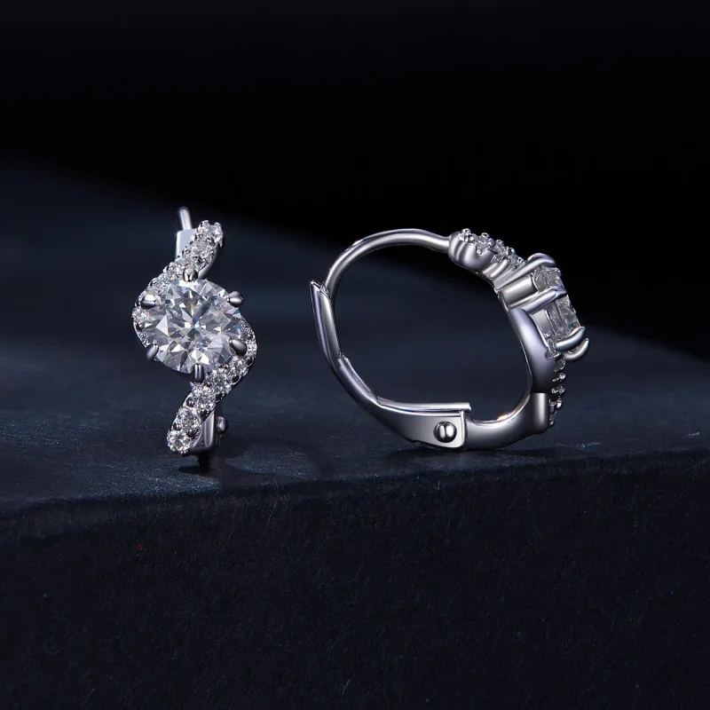 (kép) Pandora stílusú 50 pontos moissanite fülbevalók (két tanúsítvánnyal) - MSE036 - Megtekintés 2