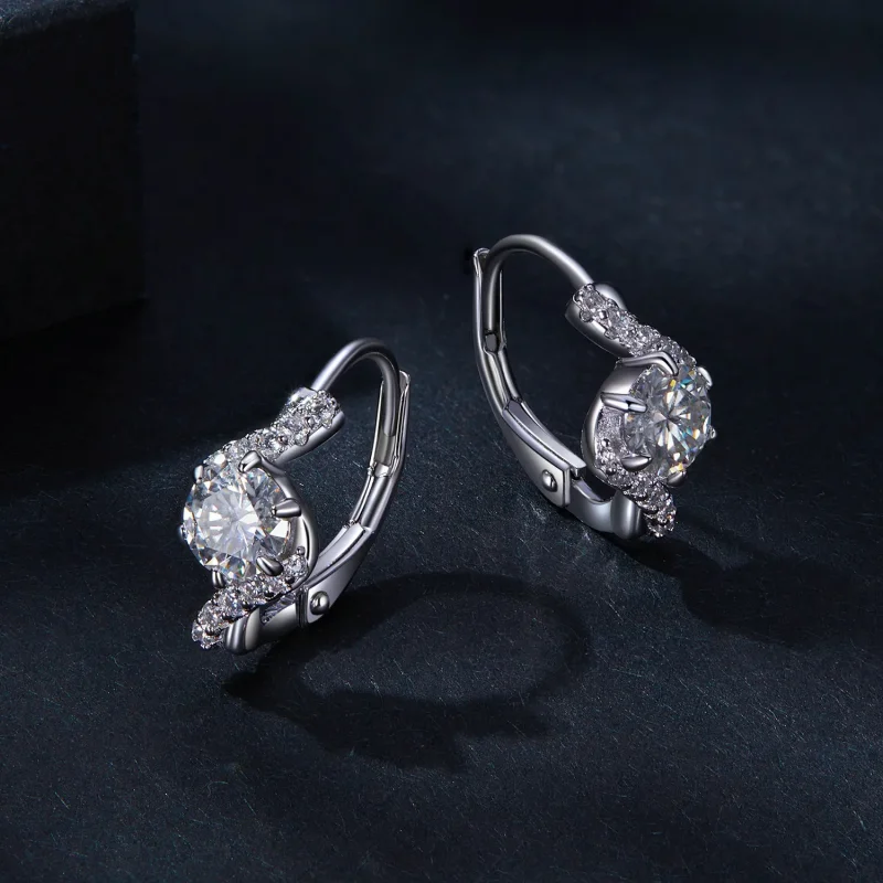 (kép) Pandora stílusú 50 pontos moissanite fülbevalók (két tanúsítvánnyal) - MSE036 - Megtekintés 3