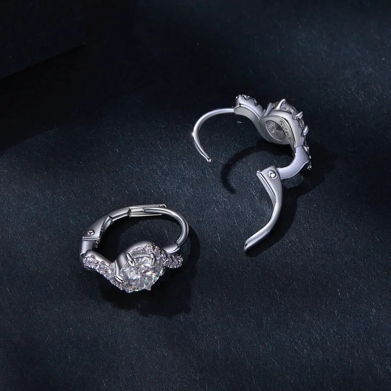 (kép) Pandora stílusú 50 pontos moissanite fülbevalók (két tanúsítvánnyal) - MSE036 - Megtekintés 4