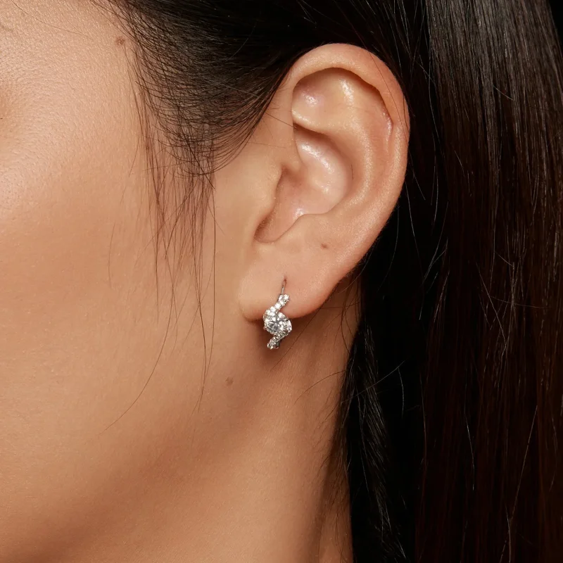 (kép) Pandora stílusú 50 pontos moissanite fülbevalók (két tanúsítvánnyal) - MSE036 - Megtekintés 7