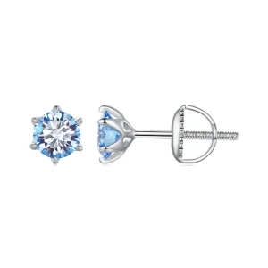 Pandora stílusú akvamarin moissanite gyöngy fülbevalók - MSE025-SLB (kép) Pandora stílusú akvamarin moissanite gyöngy fülbevalók - MSE025-SLB