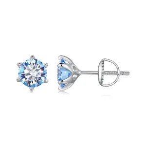 Pandora stílusú akvamarin moissanite tű fülbevalók - MSE025-LLB (kép) Pandora stílusú akvamarin moissanite tű fülbevalók - MSE025-LLB