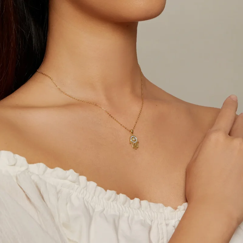 (kép) Pandora stílusú arany Fatima őrző nyaklánc - SCN264-B - Megtekintés 4
